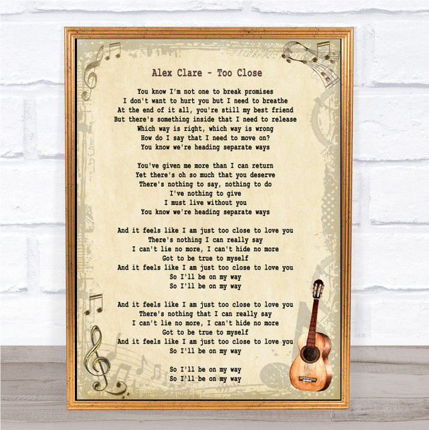 Alex Clare Too Close Song Lyric Music Wall Art Print