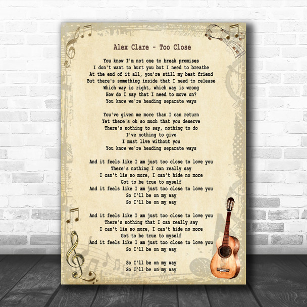 Alex Clare Too Close Song Lyric Music Wall Art Print