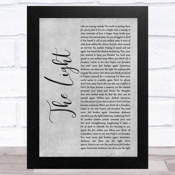 Disturbed The Light Grey Rustic Script Song Lyric Art Print