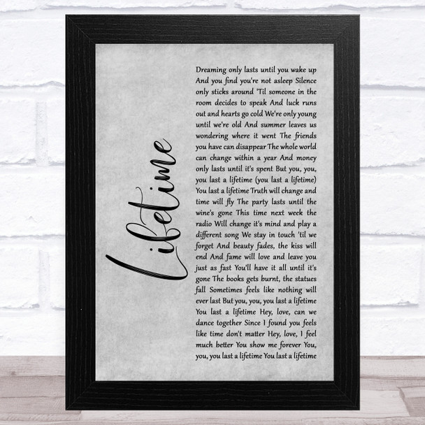 Emeli Sandé Lifetime Grey Rustic Script Song Lyric Art Print