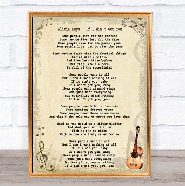 Alicia Keys If I Ain't Got You Song Lyric Music Wall Art Print