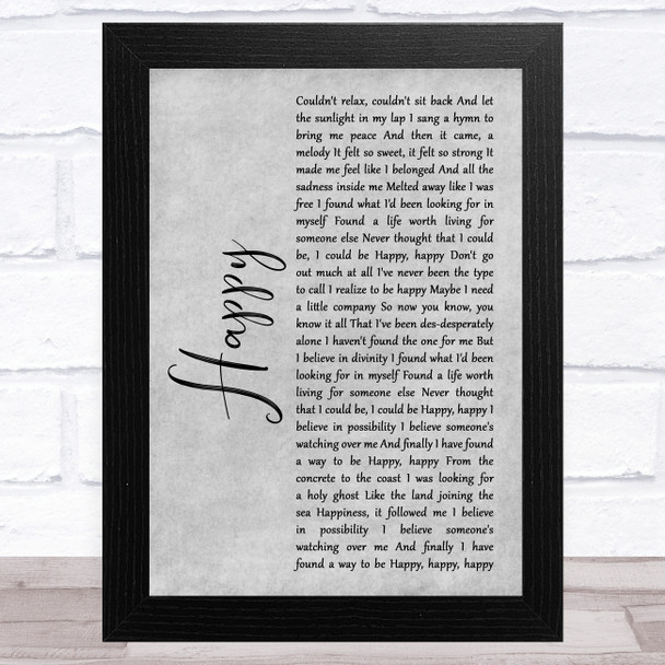 Marina & The Diamonds Happy Grey Rustic Script Song Lyric Art Print