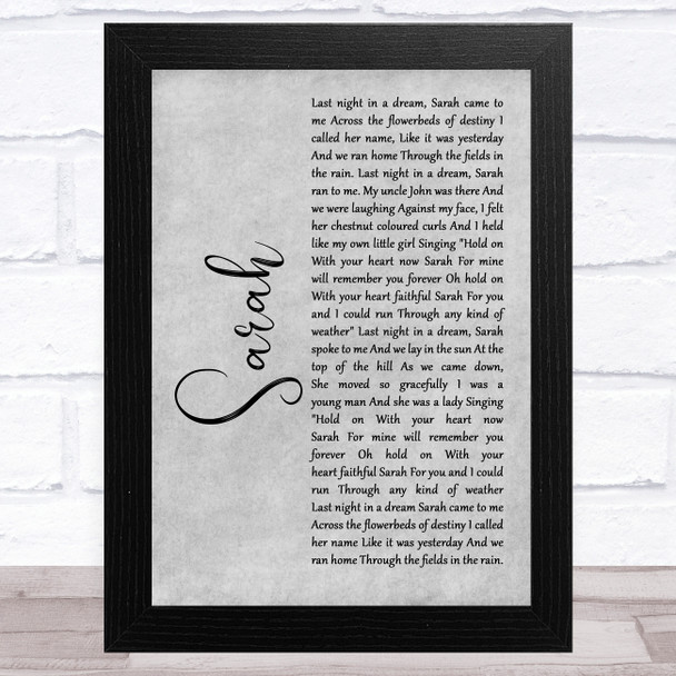 Declan O'Rourke Sarah Grey Rustic Script Song Lyric Art Print