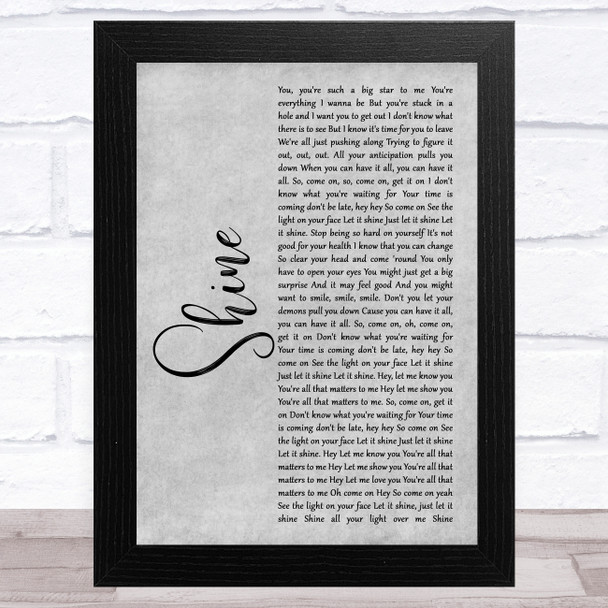 Take That Shine Grey Rustic Script Song Lyric Art Print