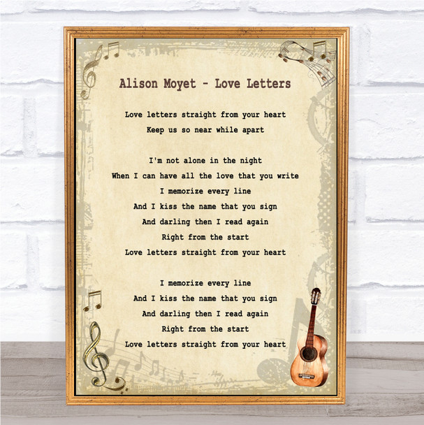 Alison Moyet Love Letters Song Lyric Music Wall Art Print