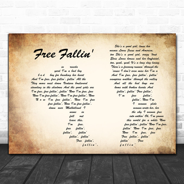 Tom Petty Free Fallin' Man Lady Couple Song Lyric Art Print