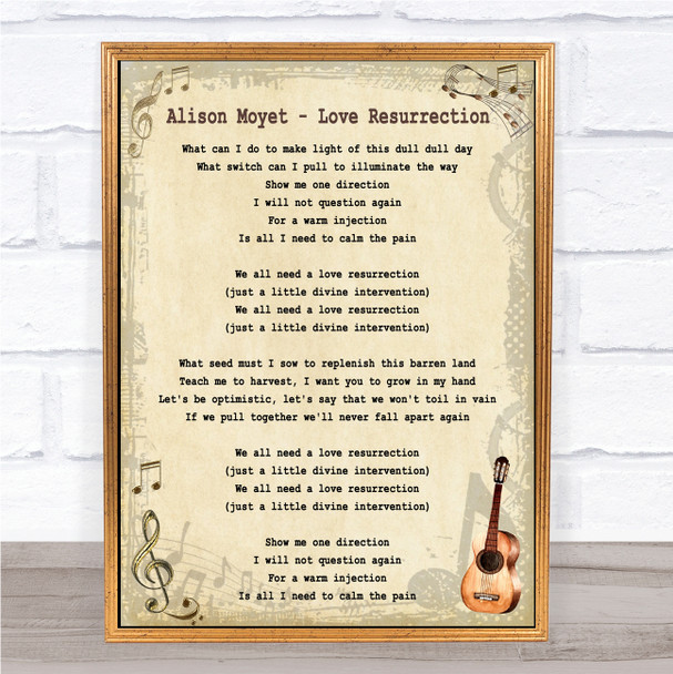 Alison Moyet Love Resurrection Song Lyric Music Wall Art Print