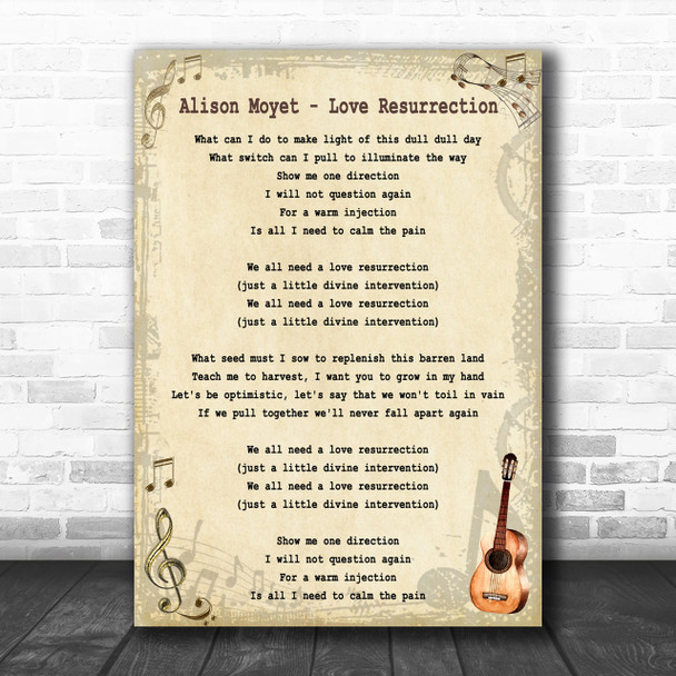 Alison Moyet Love Resurrection Song Lyric Music Wall Art Print