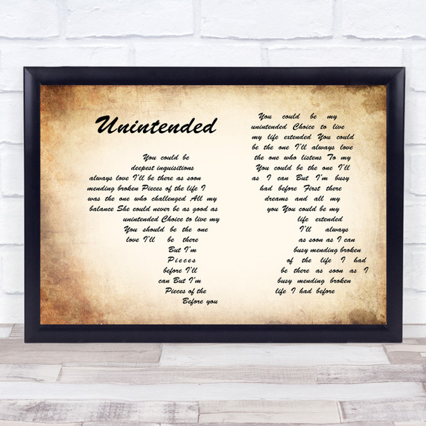 Muse Unintended Man Lady Couple Song Lyric Art Print