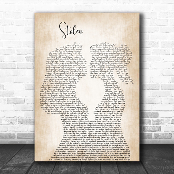 Dashboard Confessional Stolen Lesbian Women Gay Brides Couple Wedding Song Lyric Art Print