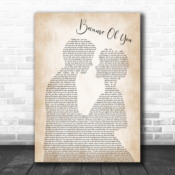 Jackie Wilson Because Of You Man Lady Bride Groom Wedding Song Lyric Art Print