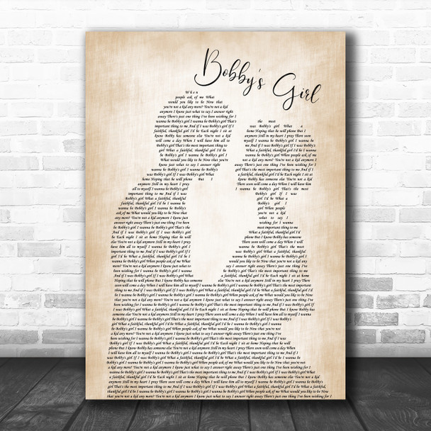 Marcie Blaine Bobby's Girl Man Lady Bride Groom Wedding Song Lyric Art Print