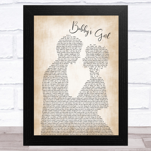 Marcie Blaine Bobby's Girl Man Lady Bride Groom Wedding Song Lyric Art Print