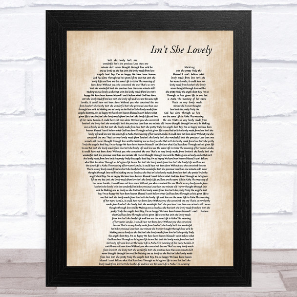 Stevie Wonder Isn't She Lovely Mother & Baby Song Lyric Art Print