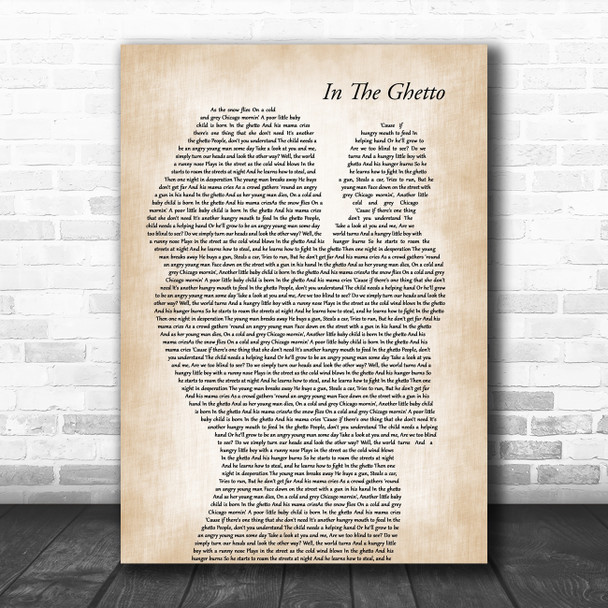 Elvis Presley In The Ghetto Mother & Baby Song Lyric Art Print