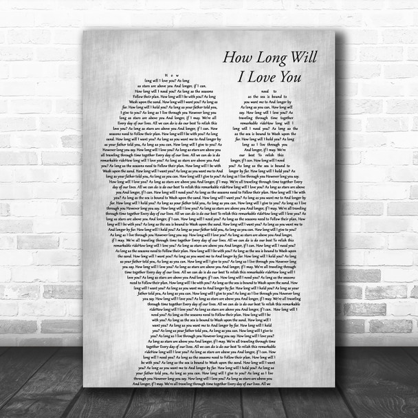 Ellie Goulding How Long Will I Love You Mother & Baby Grey Song Lyric Art Print