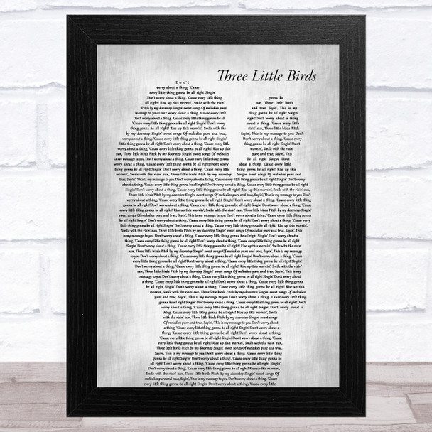 Bob Marley Three Little Birds Mother & Baby Grey Song Lyric Art Print