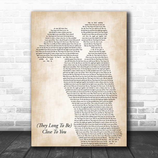 The Carpenters (They Long To Be) Close To You Mother & Child Song Lyric Art Print