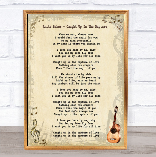 Anita Baker Caught Up In The Rapture Song Lyric Music Wall Art Print