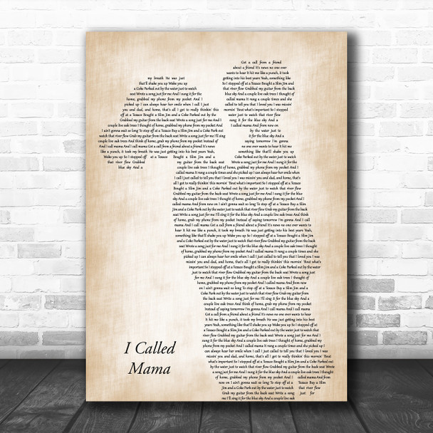 Tim McGraw I Called Mama Mother & Child Song Lyric Art Print