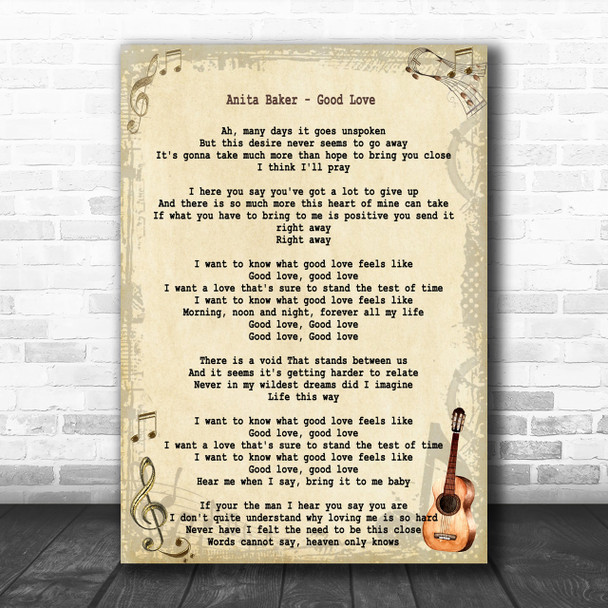 Anita Baker Good Love Song Lyric Music Wall Art Print