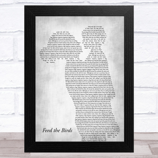 Julie Andrews Feed the Birds Mother & Child Grey Song Lyric Art Print