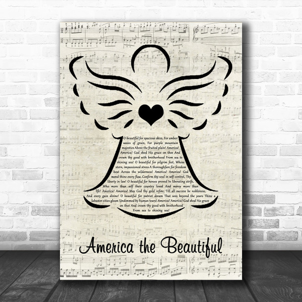 Katharine Lee Bates America the Beautiful Music Script Angel Song Lyric Art Print