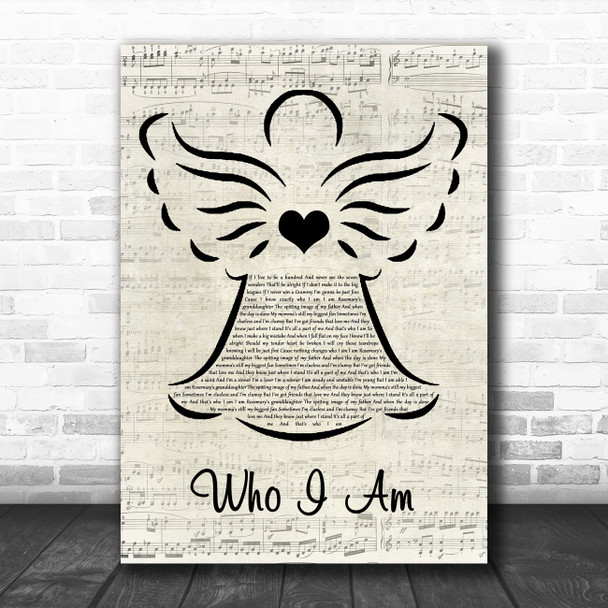 Jessica Andrews Who I Am Music Script Angel Song Lyric Art Print