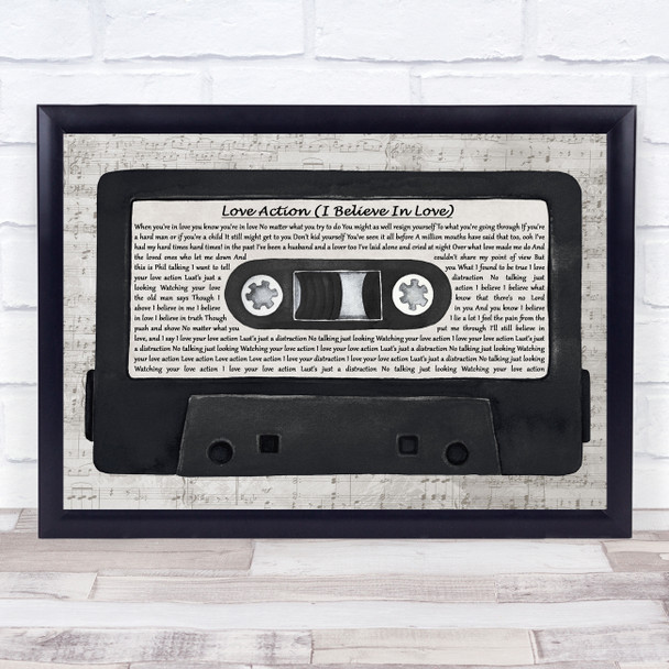 The Human League Love Action (I Believe In Love) Music Script Cassette Tape Song Lyric Art Print