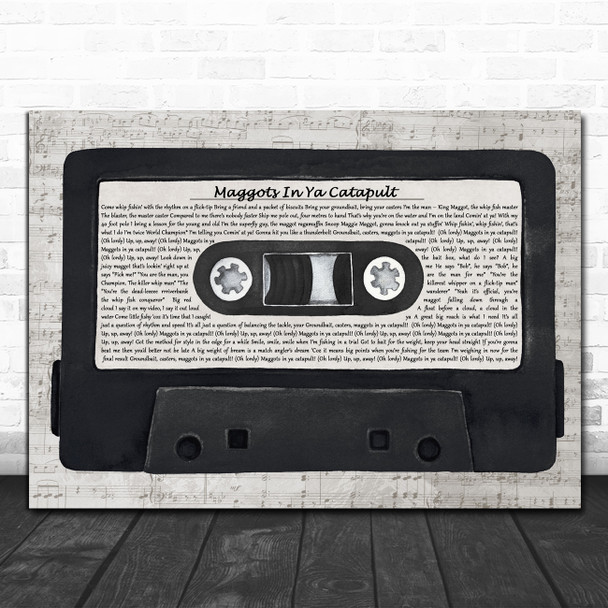Bob Nudd Maggots In Ya Catapult Music Script Cassette Tape Song Lyric Art Print