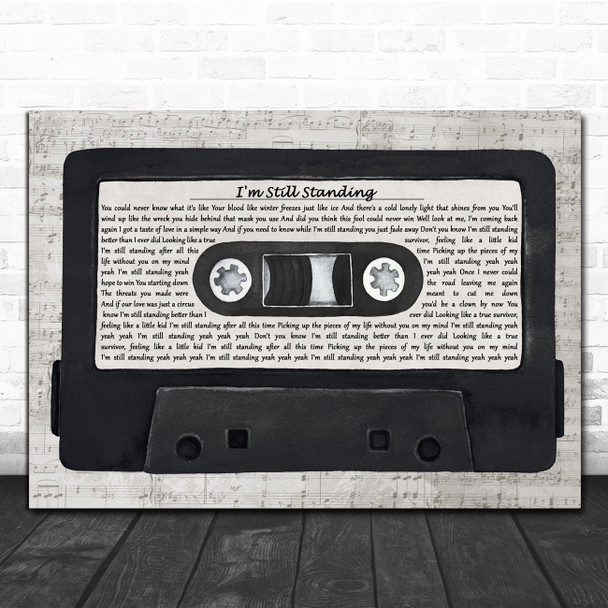 Elton John I'm Still Standing Music Script Cassette Tape Song Lyric Art Print