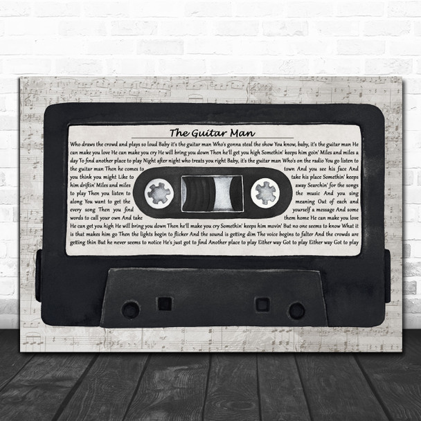 Bread The Guitar Man Music Script Cassette Tape Song Lyric Art Print