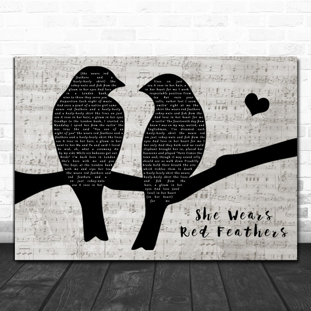 Guy Mitchell She Wears Red Feathers Lovebirds Music Script Song Lyric Art Print