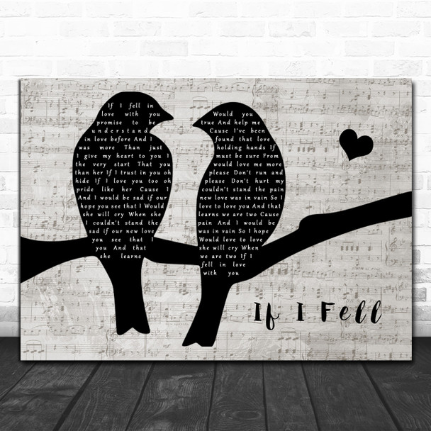 The Beatles If I Fell Lovebirds Music Script Song Lyric Art Print