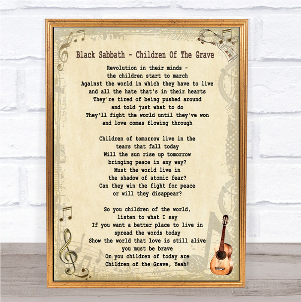 Black Sabbath Children Of The Grave Song Lyric Music Wall Art Print