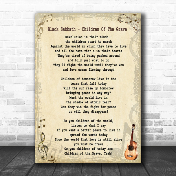 Black Sabbath Children Of The Grave Song Lyric Music Wall Art Print