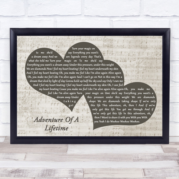 Coldplay Adventure Of A Lifetime Landscape Music Script Two Hearts Song Lyric Art Print