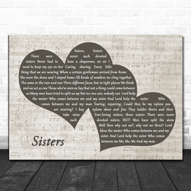 Beverley Sisters Sisters Landscape Music Script Two Hearts Song Lyric Art Print