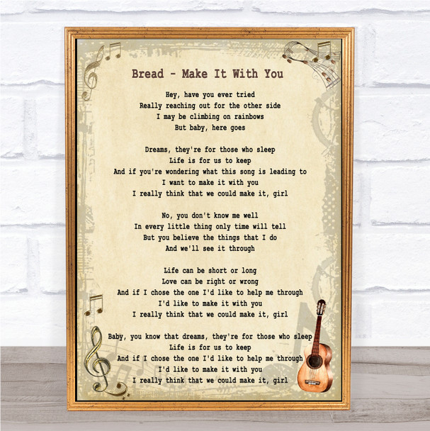 Bread Make It With You Song Lyric Music Wall Art Print
