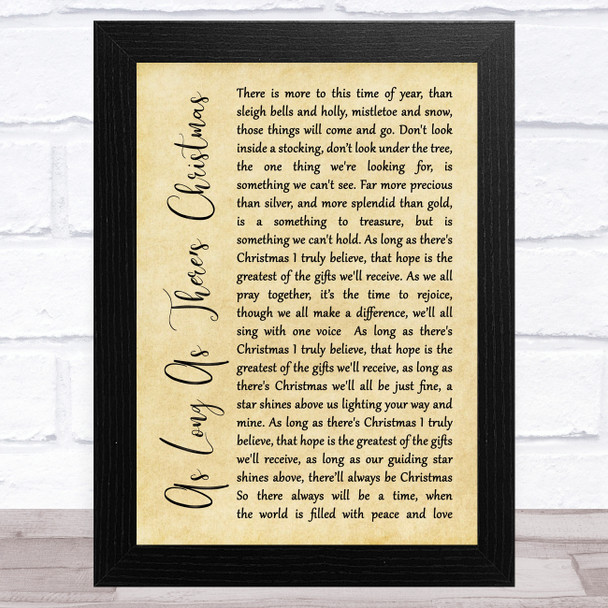 Peabo Bryson and Roberta Flack As Long As Theres Christmas Rustic Script Song Lyric Art Print