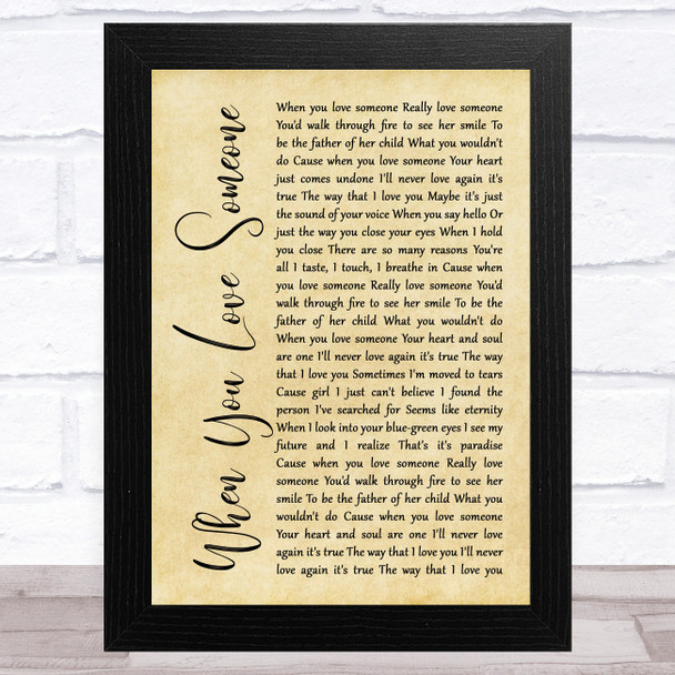 Sammy Kershaw When You Love Someone Rustic Script Song Lyric Art Print