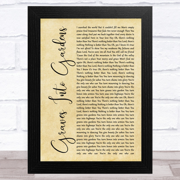 Elevation Worship feat. Brandon Lake Graves Into Gardens Rustic Script Song Lyric Art Print