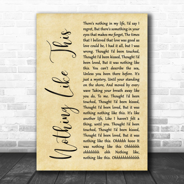 Rascal Flatts Nothing Like This Rustic Script Song Lyric Art Print