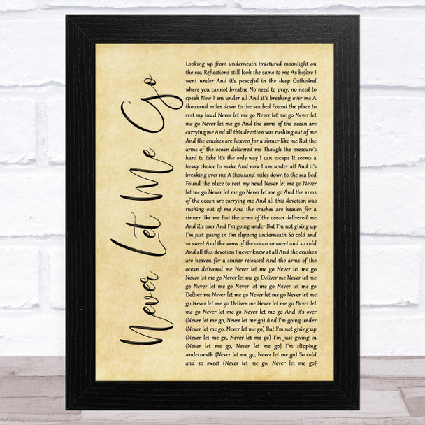 Florence + The Machine Never Let Me Go Rustic Script Song Lyric Art Print