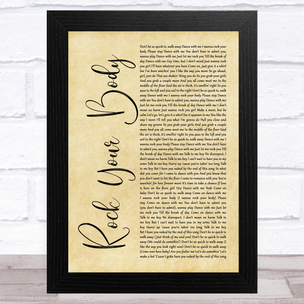 Justin Timberlake Rock Your Body Rustic Script Song Lyric Art Print