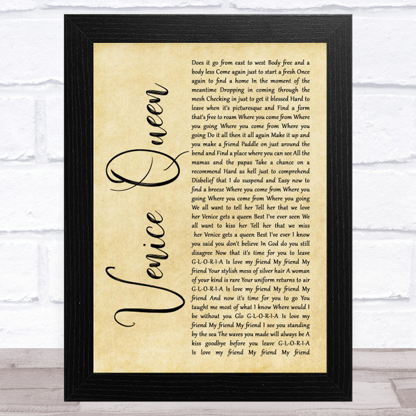 Red Hot Chili Peppers Venice Queen Rustic Script Song Lyric Art Print