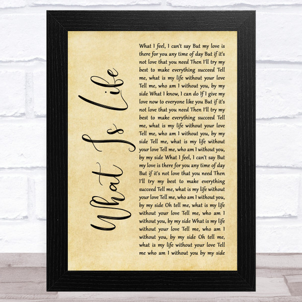 George Harrison What Is Life Rustic Script Song Lyric Art Print