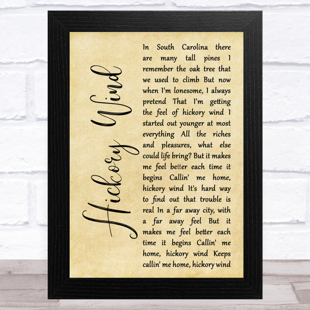 The Byrds Hickory Wind Rustic Script Song Lyric Art Print