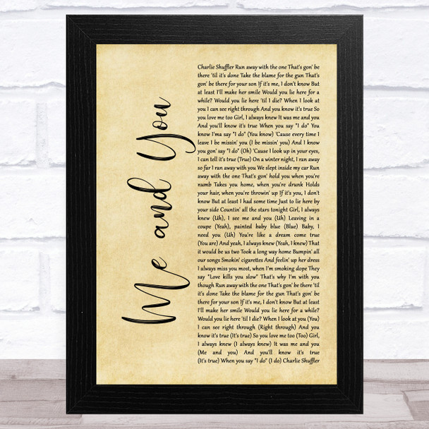Cold Hart & Lil Peep Me and You Rustic Script Song Lyric Art Print