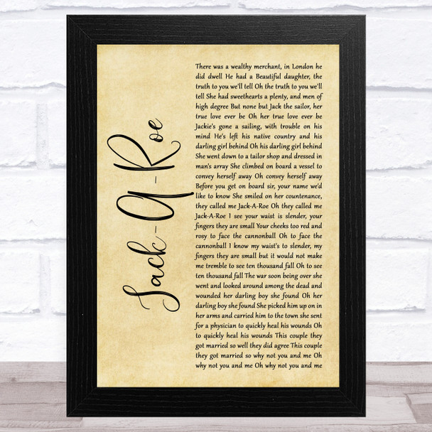 Grateful Dead Jack-A-Roe Rustic Script Song Lyric Art Print